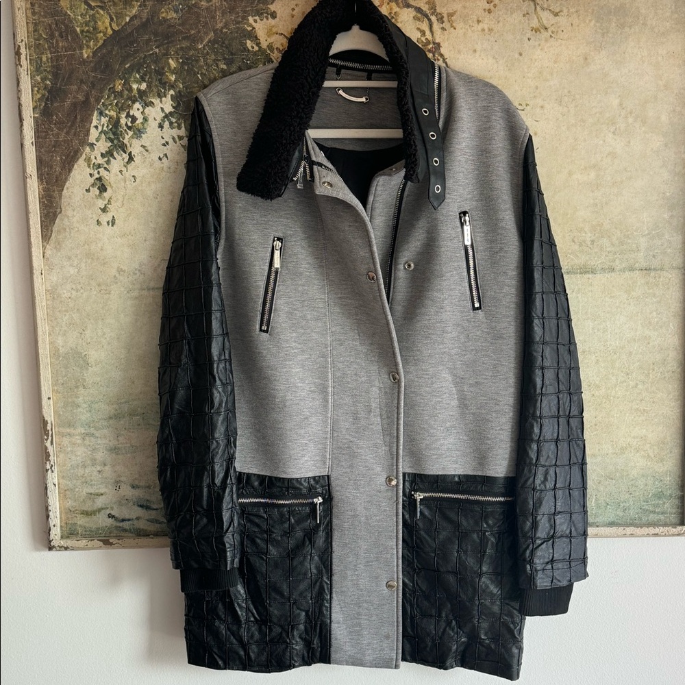 Whitney Eve Faux Leather and Knit Coat